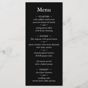 Menu Casamento Branco e Preto do Monograma Clássico