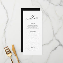 Menu casamento branco e preto elegante