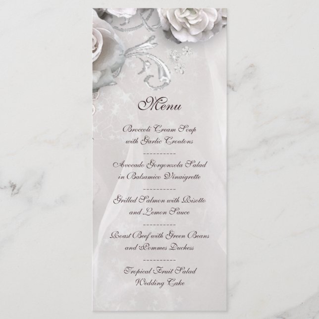 Menu Casamento Branco Elegante (Frente)