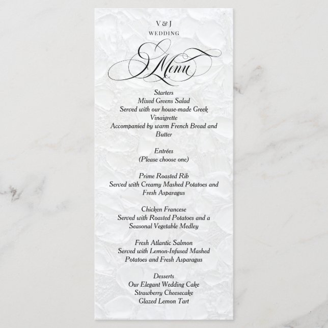 Menu Casamento Branco Elegante clássico (Frente)