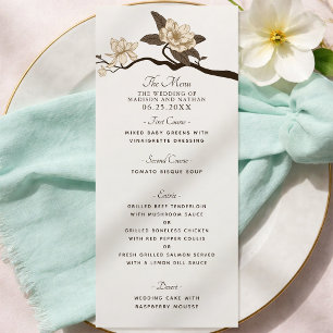 Menu Casamento Branco Elegante Vintage Magnólia