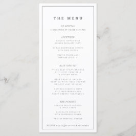 Menu Casamento branco mínimo de cinzas ou personalizado