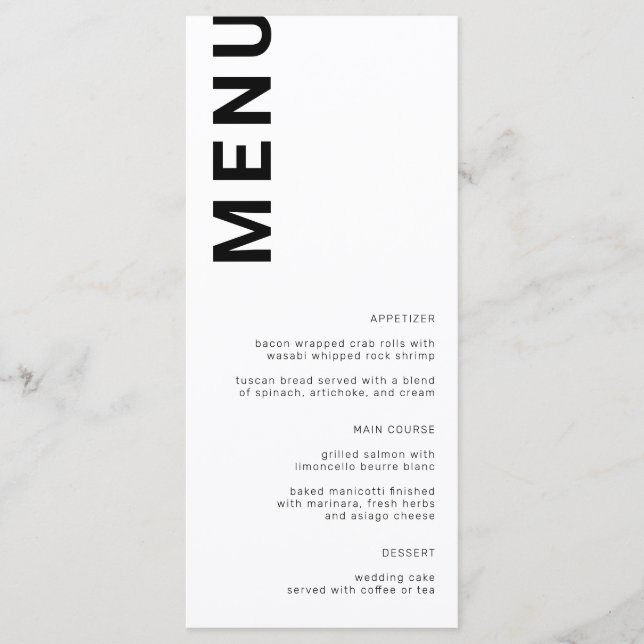 Menu Casamento Branco Mínimo e Simples (Frente)