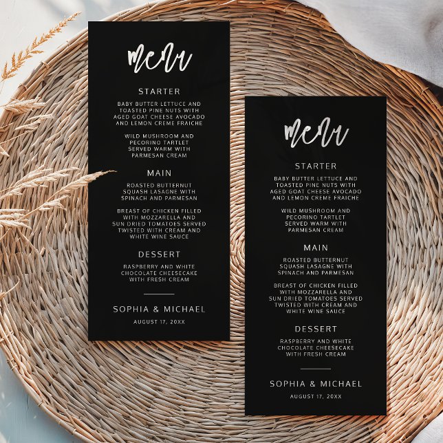 Menu Casamento Branco Negro de Script Contemporâneo Mod (Criador carregado)
