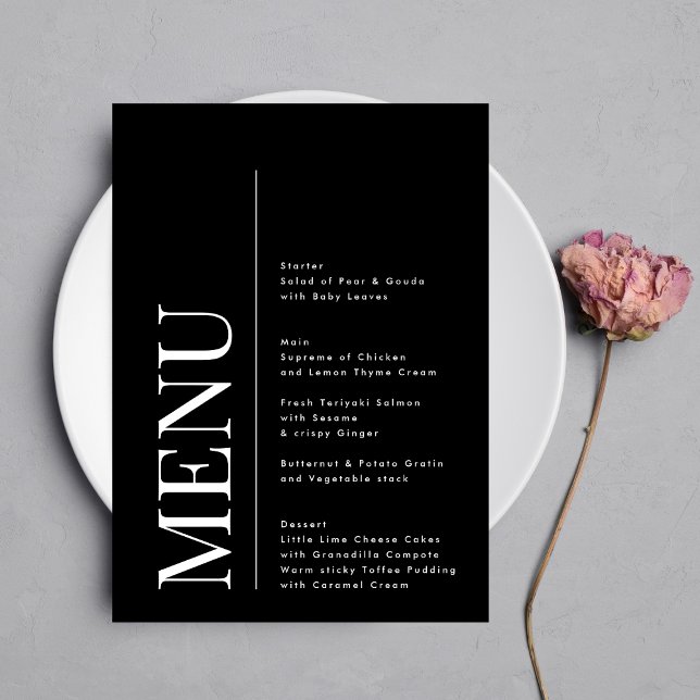 Menu Casamento Branco Negro do Monograma Elegante Moder (Criador carregado)