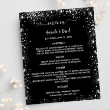 Menu Casamento branco prateado preto