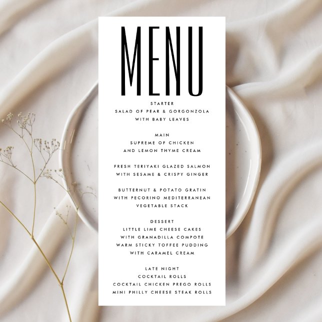 Menu Casamento branco preto minimalista moderno e ultra (Criador carregado)