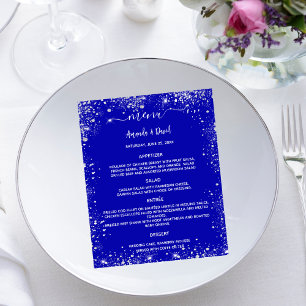 Menu Casamento - brilho azul real de prata