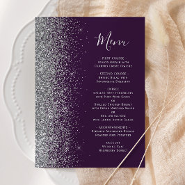 Menu Casamento Brilho Prata Roxo Escuro