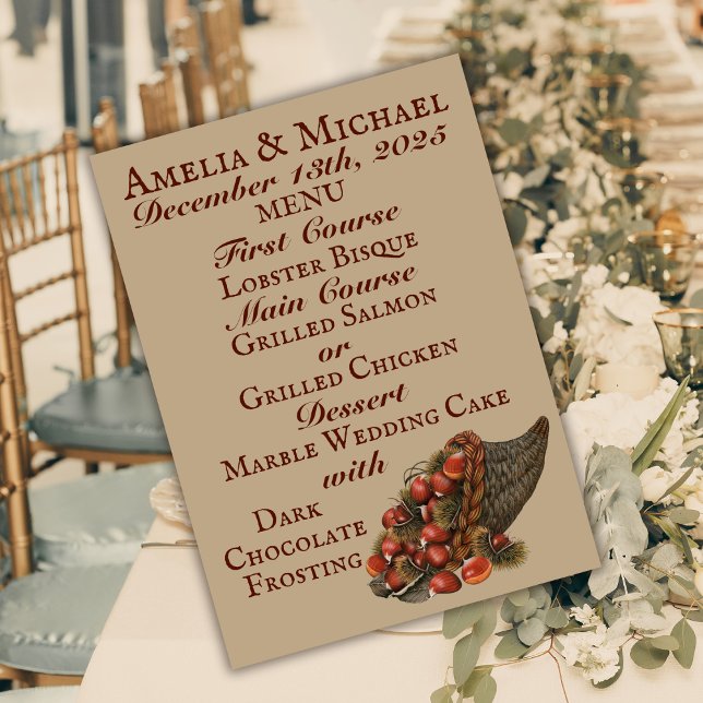 Menu Casamento Brown Winter Chestnut (Criador carregado)
