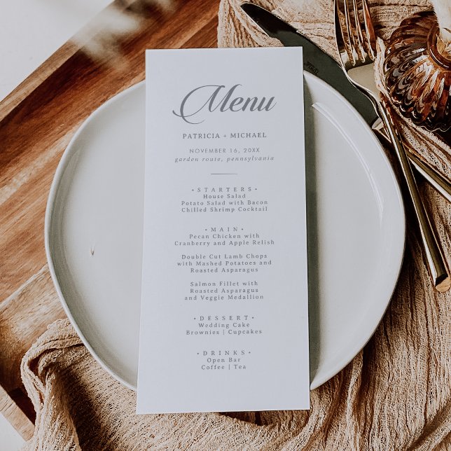 Menu Casamento Caligrafia Clássica Chic (Criador carregado)