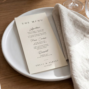 Menu Casamento Caligráfico Minimalista Marfim