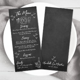 Menu Casamento Caprichoso com Quadro-Negro Desenhado à