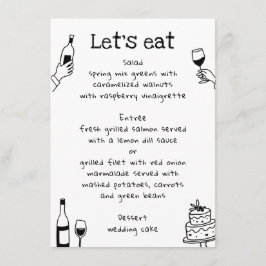 Menu Casamento Caprichoso Desenhado à Mão | Vinho Moder