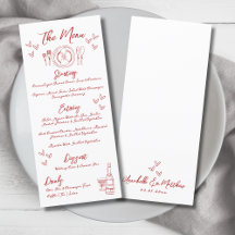 Casamento Caprichoso Vermelho Francês Desenhado à 