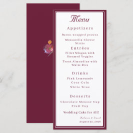 Menu Casamento Católico de Dois Corações Burgundy e Bra
