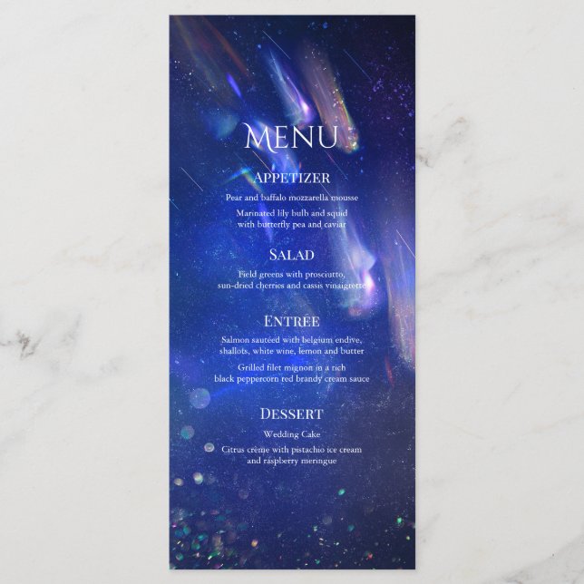 Menu Casamento Celestial de Estrelas de Foto (Frente)
