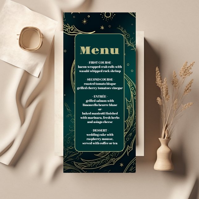 Menu Casamento Celestial Dourado Emerald Green (Criador carregado)