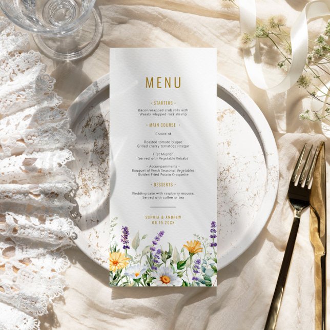 Menu Casamento Chamomile & Eucalyptus Wildflower (Criador carregado)