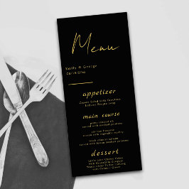 Menu Casamento Chic Clássico Dourado E Preto Moderno El