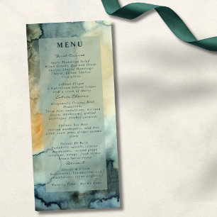 Menu Casamento Chic Granite Blue Watercolor