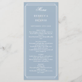Menu Casamento Clássico Art Déco em Azul Poeirento