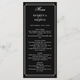 Menu Casamento Clássico Art Déco Preto e Branco