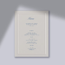 Menu Casamento Clássico Azul-Moderno Embalado Náutico F