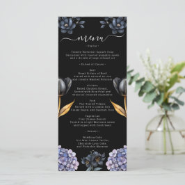 Menu Casamento Clássico Caprichoso Chic Floral Preto Ma