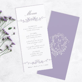 Menu Casamento Clássico com Borda Floral de Lavanda