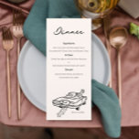 Menu Casamento clássico com desenho de recem casad<br><div class="desc">Nosso Menu de Casamento "Carro Recem casados Clássico" adiciona um toque elegante à sua recepção de casamento. O desenho de um carro "Recem casados" evoca uma sensação de romance e celebração eterno, definindo o tom para um evento memorável. Este cardápio de casamento é feito com sofisticação em mente, fazer um...</div>