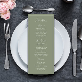 Menu Casamento Clássico com Letra em Verde Poeirento
