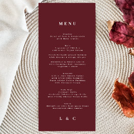 Menu Casamento Clássico da Borgonha Vermelha Escura Ele