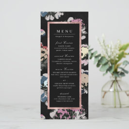 Menu Casamento clássico de abstrato floral preto modern