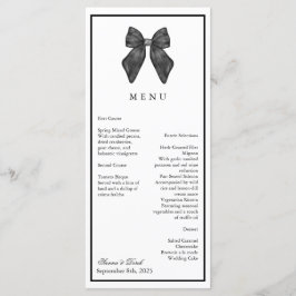 Menu Casamento Clássico de Arco de Fita Preta e Branco
