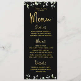 Menu Casamento Clássico de Caligrafia de Script Preto e