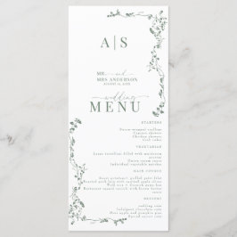 Menu Casamento Clássico de Folha Floral Elegante