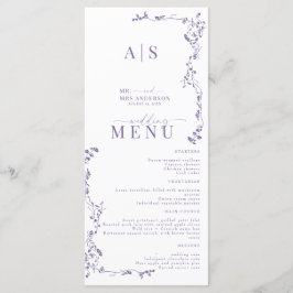 Menu Casamento Clássico de Folha Floral Elegante
