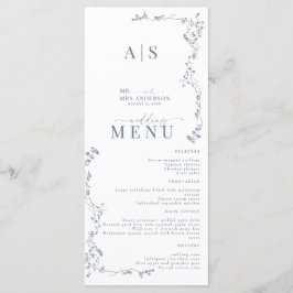 Menu Casamento Clássico de Folha Floral Elegante