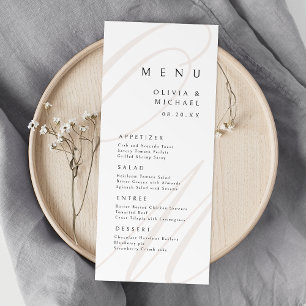 Menu Casamento clássico de monograma de caligrafia