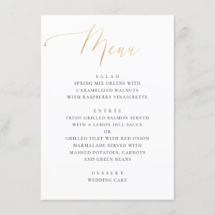 Menu Casamento clássico de ouro elegante. Script simpl