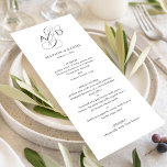 Menu Casamento Clássico do Monograma do Script Inicial<br><div class="desc">O Elegante Menu de Casamento Clássico do Monograma de Script Inicial apresenta uma tipografia elegantemente clássica,  emparelhada com uma elegante e elegante gravação.</div>
