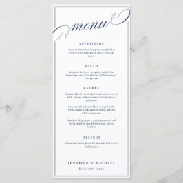 Menu Casamento clássico e branco de caligrafia elegante