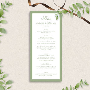 Menu Casamento Clássico Elegante com Borda em Verde Sag