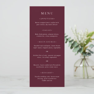 Menu Casamento Clássico Elegante em Borgonha Profundo