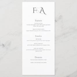 Menu Casamento Clássico Elegante Neutral Ampersand Mono