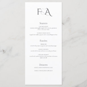 Menu Casamento Clássico Elegante Neutral Ampersand Mono