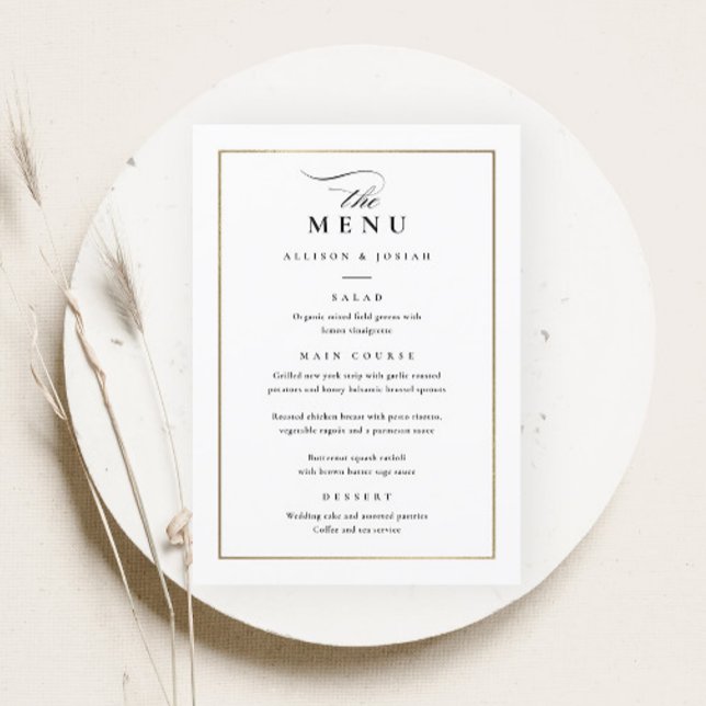 Menu Casamento Clássico Elegante Preto e Branco (Criador carregado)