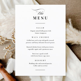 Menu Casamento Clássico Elegante Preto e Branco