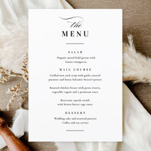 Menu Casamento Clássico Elegante Preto e Branco
